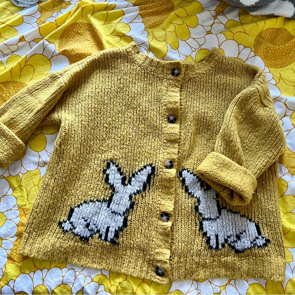 Viral Anthropologie Maeve Bunny Cardigan in yellow